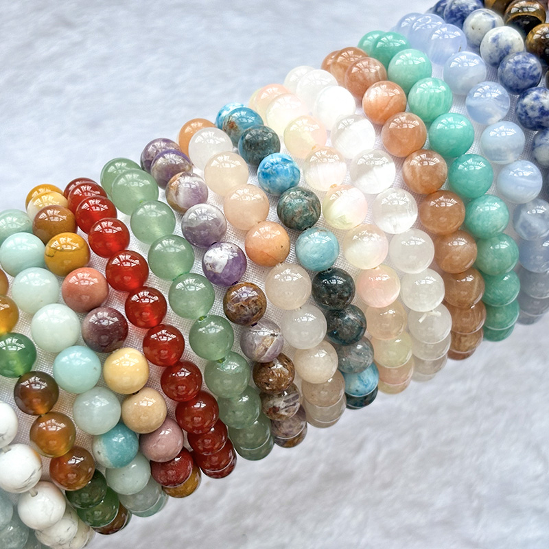 8mm Natural Gemstone Beaded Stretch Bracelets For Women And Men