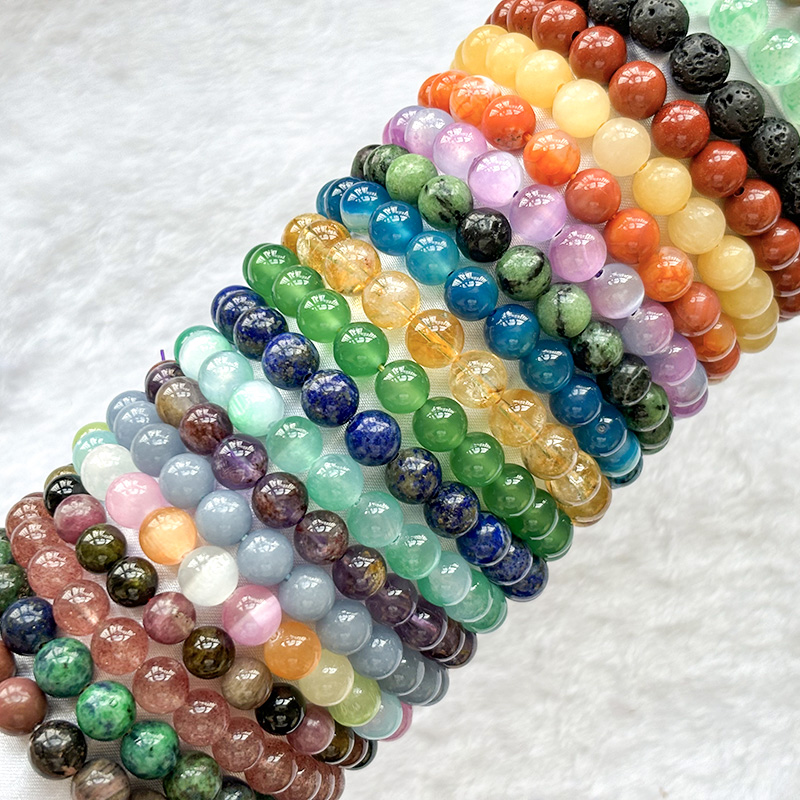 8mm Natural Gemstone Beaded Stretch Bracelets For Women And Men