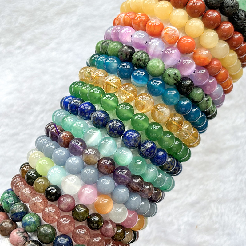 8mm Natural Gemstone Beaded Stretch Bracelets For Women And Men