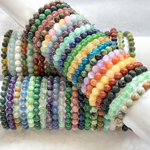 8mm Natural Gemstone Beaded Stretch Bracelets For Women And Men