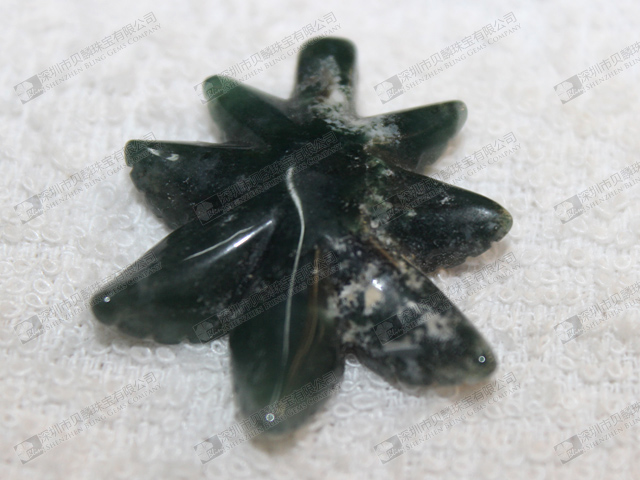 Beautiful moss agate stone leaf,gemstone carved leaf 水草瑪瑙樹葉