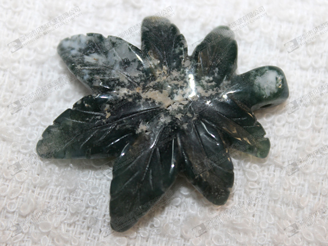 Beautiful moss agate stone leaf,gemstone carved leaf 水草瑪瑙樹葉