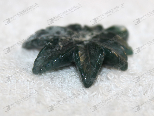 Beautiful moss agate stone leaf,gemstone carved leaf 水草瑪瑙樹葉