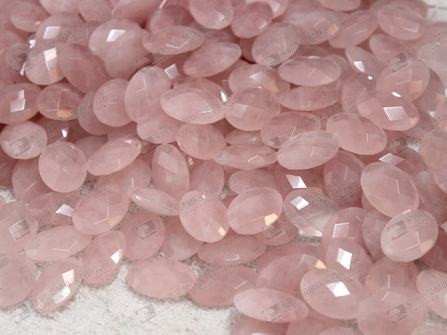 Natural rose quartz faceted oval beads 25x18mm 粉晶