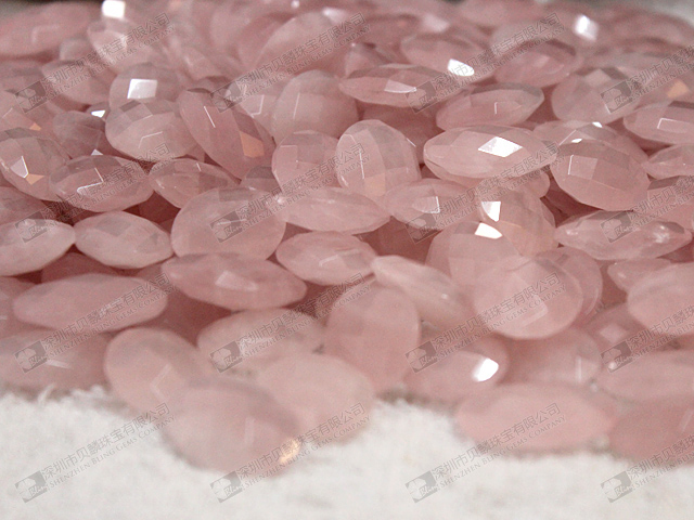 Natural rose quartz faceted oval beads 25x18mm 粉晶