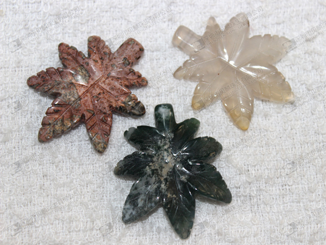 Wholesale semi precious stone leaves carvings 半寶石樹葉