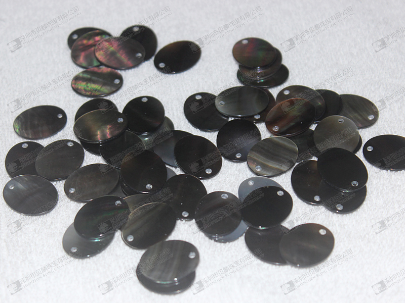 17x21mm natural black MOP oval discs for sale 黑貝旦形薄片