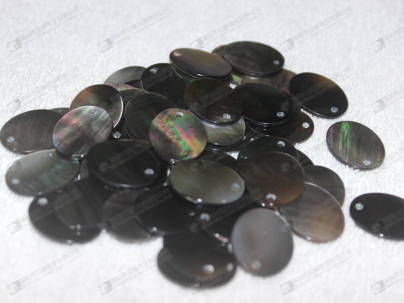 17x21mm natural black MOP oval discs for sale 黑貝旦形薄片