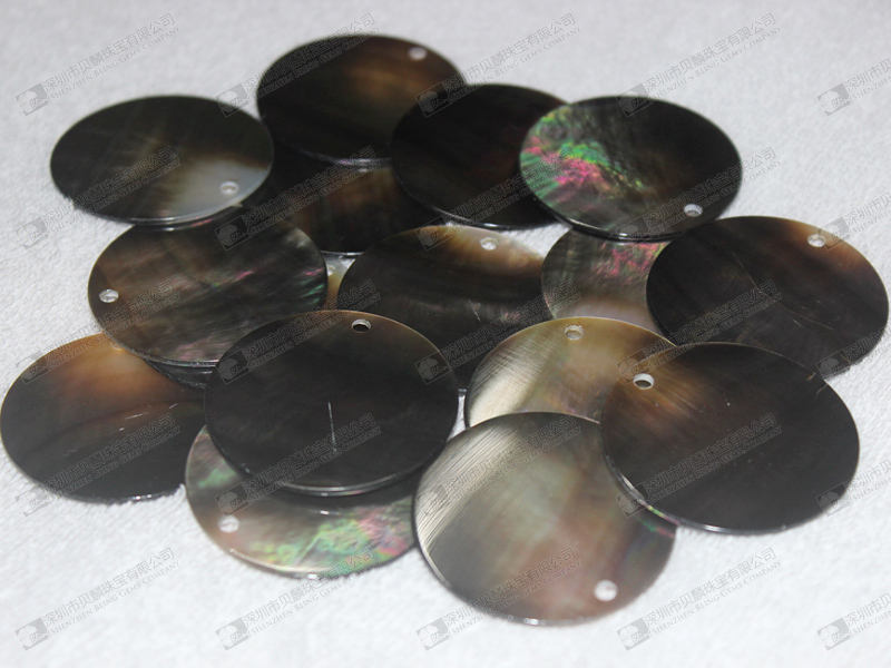 40mm Black MOP round discs for jewelry making 黑貝圓片