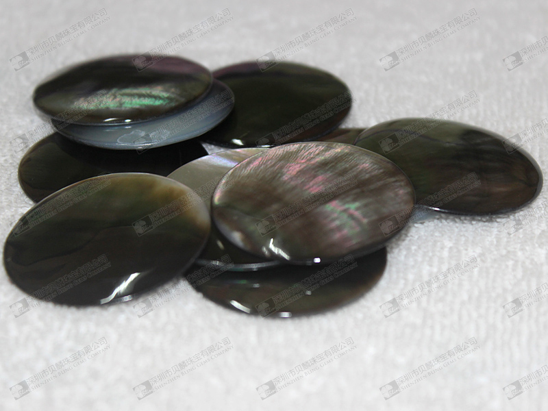 Black MOP shell discs,dome shaped shell cabochons 黑贝