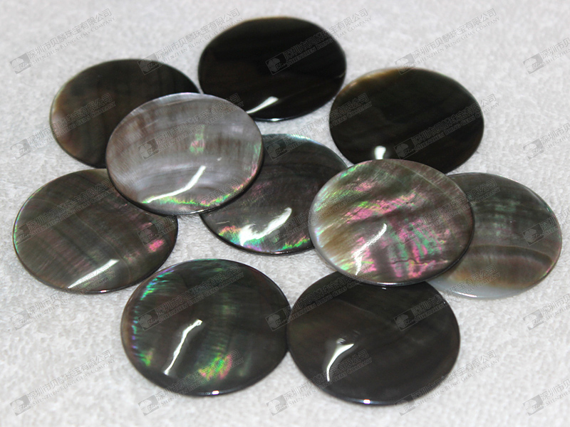 Black MOP shell discs,dome shaped shell cabochons 黑贝