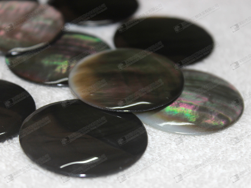 Black MOP shell discs,dome shaped shell cabochons 黑贝