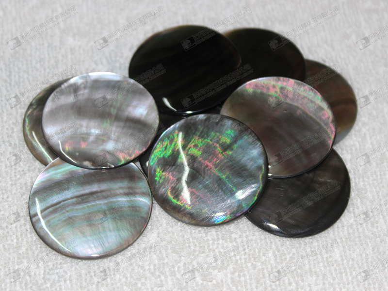 Black MOP shell discs,dome shaped shell cabochons 黑贝