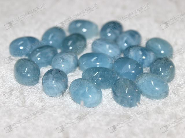 Natural milky Aquamarine oval cabochons 10x14mm