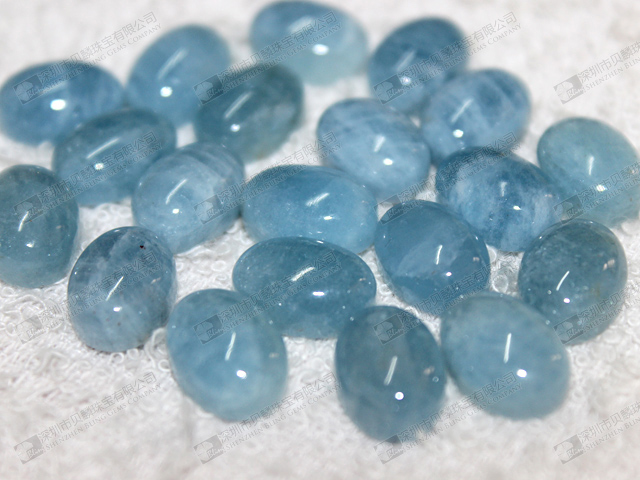 Natural milky Aquamarine oval cabochons 10x14mm