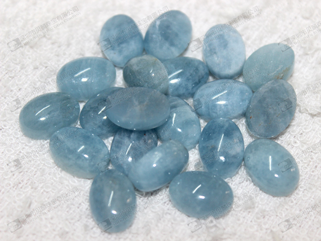 Natural milky Aquamarine oval cabochons 10x14mm