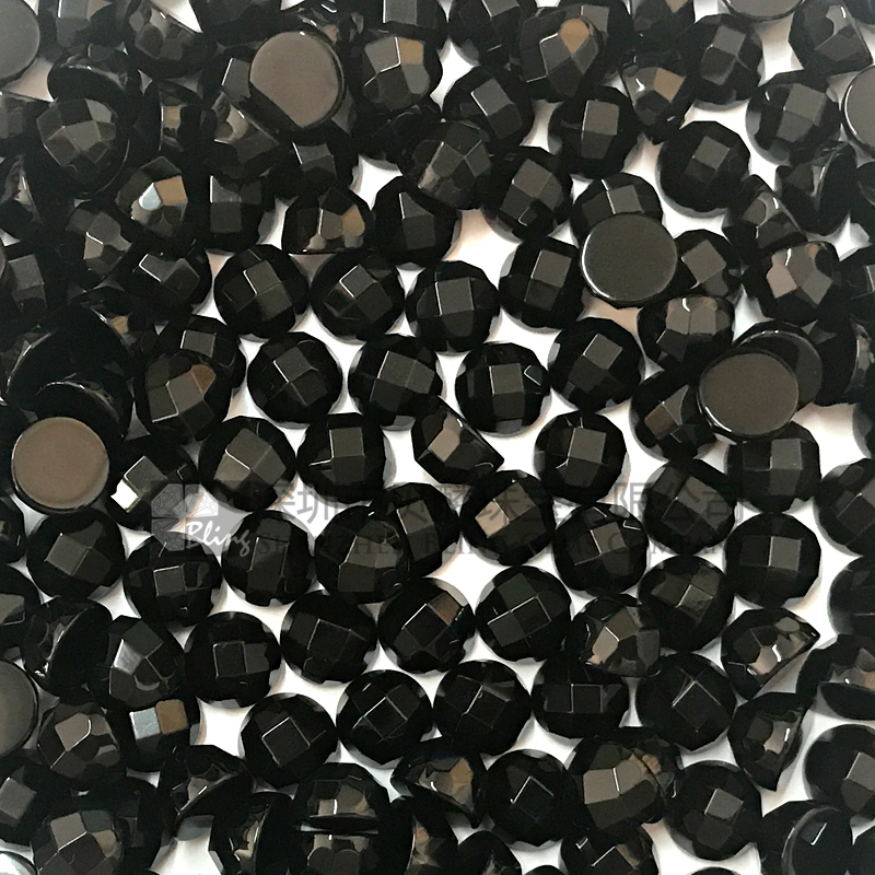 Black onyx faceted round cabochons nice cutting