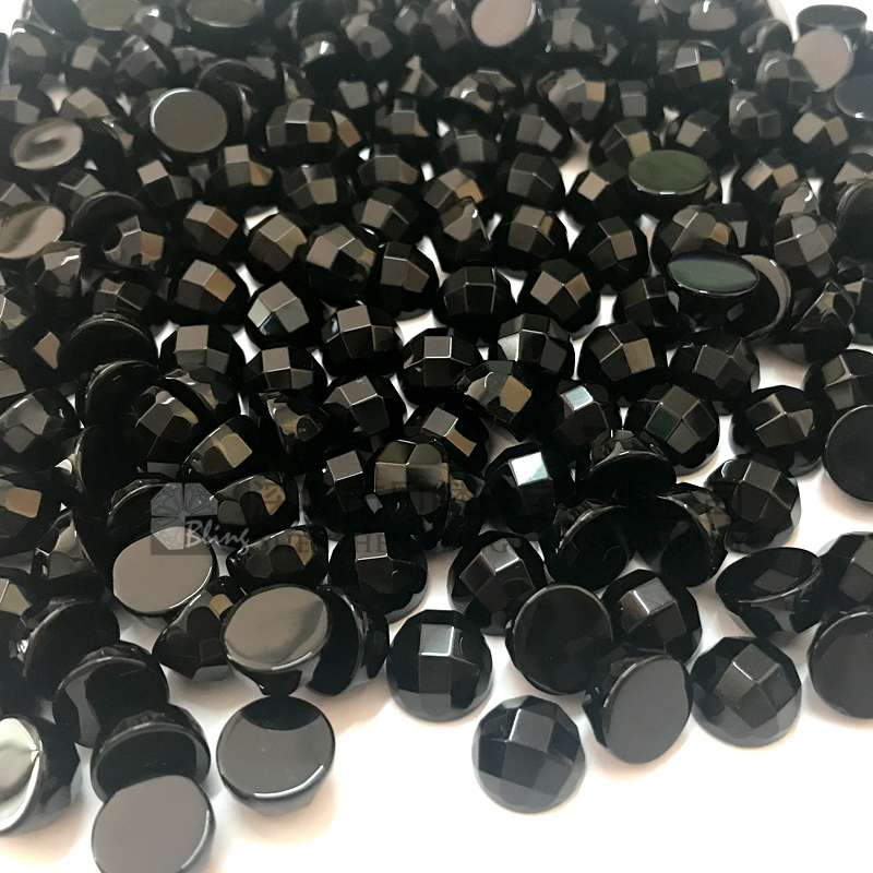 Black onyx faceted round cabochons nice cutting