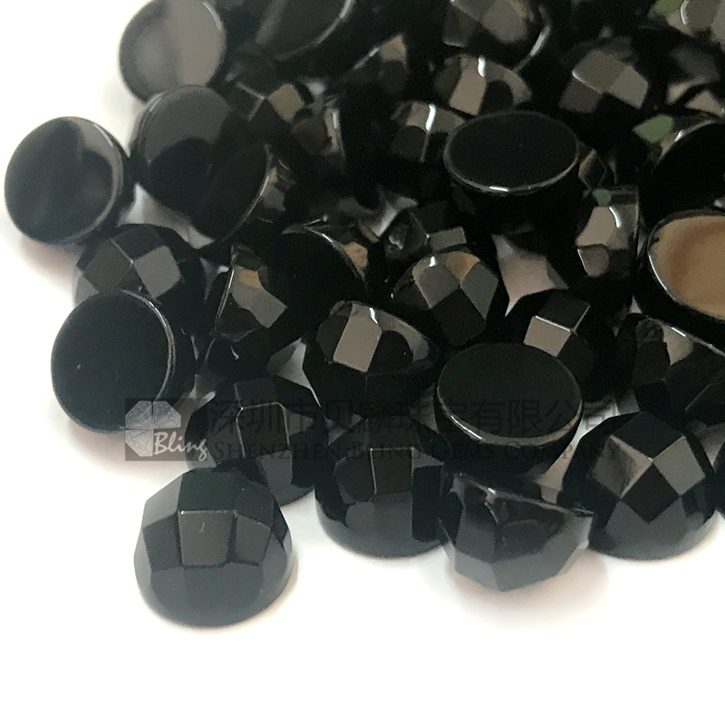 Black onyx faceted round cabochons nice cutting