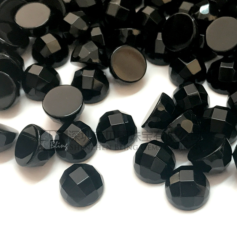 Black onyx faceted round cabochons nice cutting