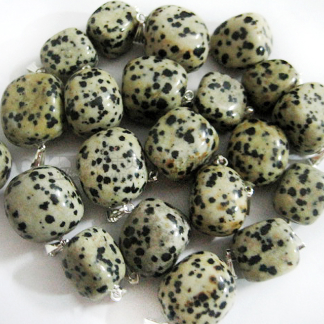 Dalmation jasper tumbled stone pendants