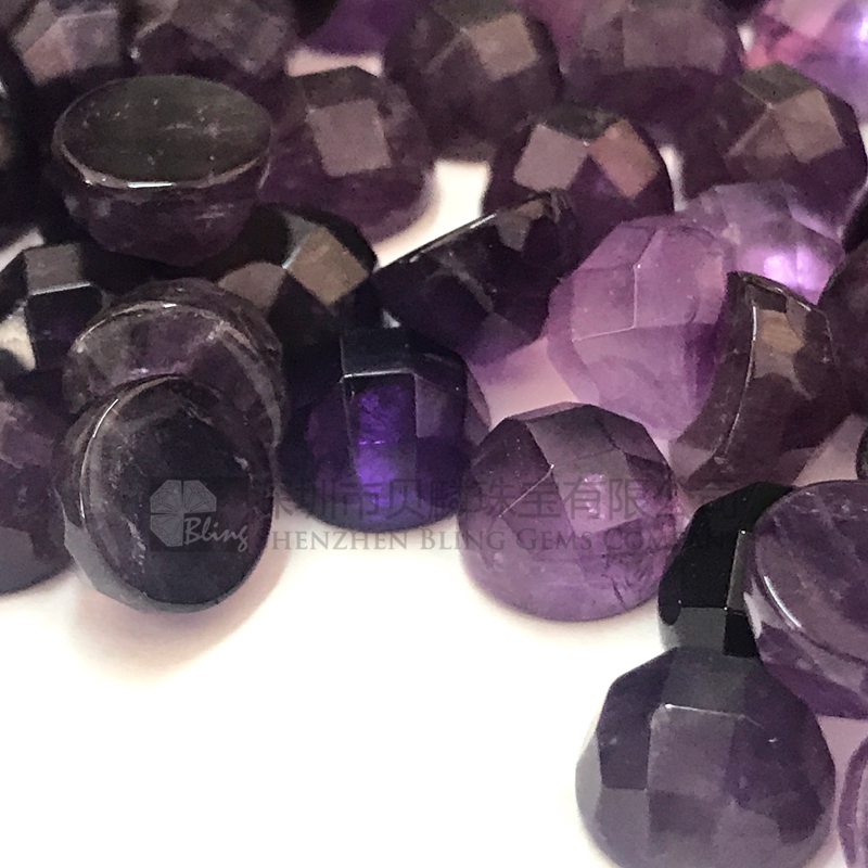 Faceted gems amethyst round cabochons for setting