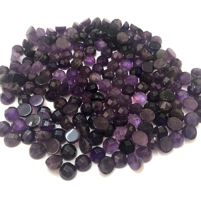 Faceted gems amethyst round cabochons for setting