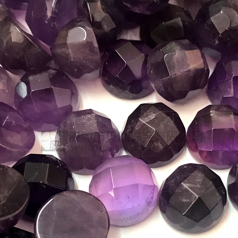 Faceted gems amethyst round cabochons for setting