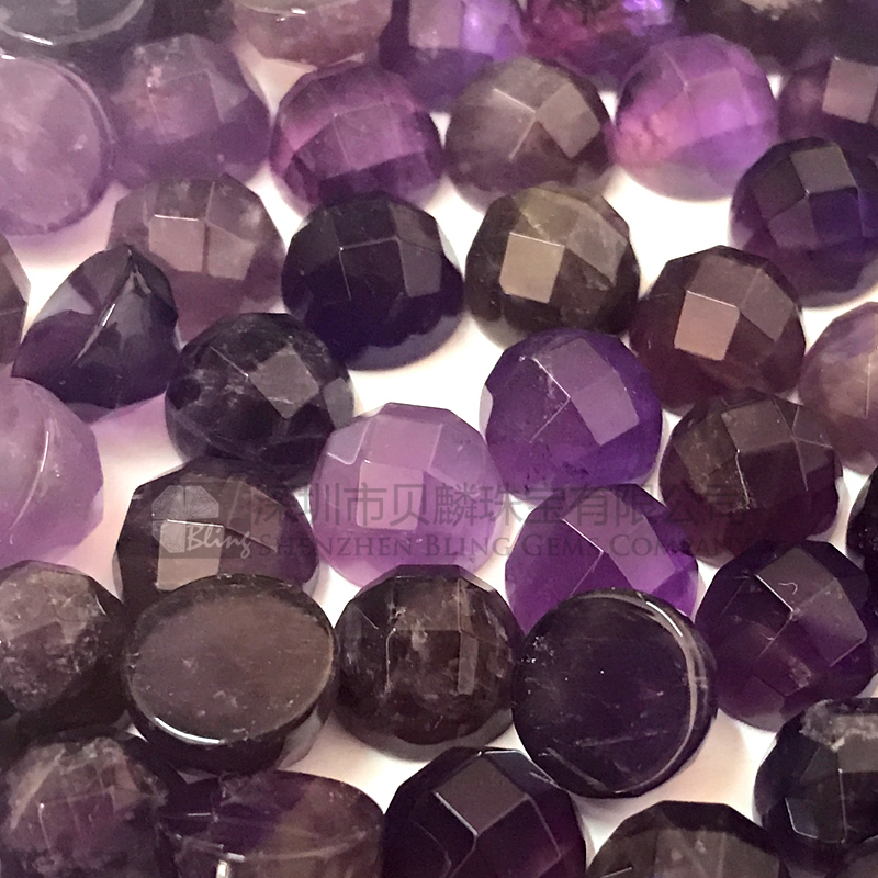 Faceted gems amethyst round cabochons for setting