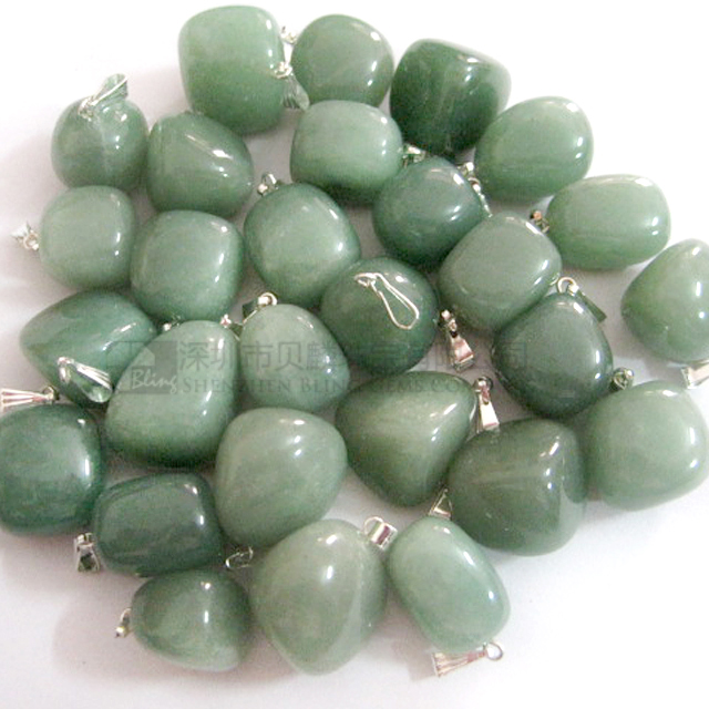 Green aventurine stone tumbled pendants