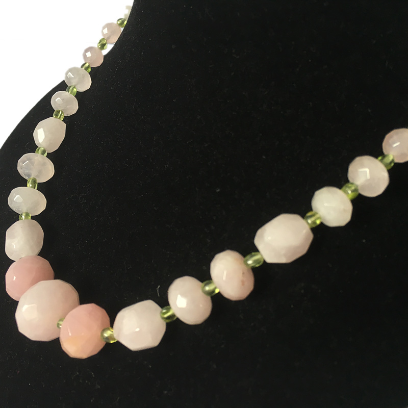 Faceted natural rose quartz stone necklace « Bling gems Co.,Ltd ...