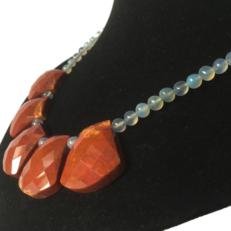 Red jasper big gemstone necklace