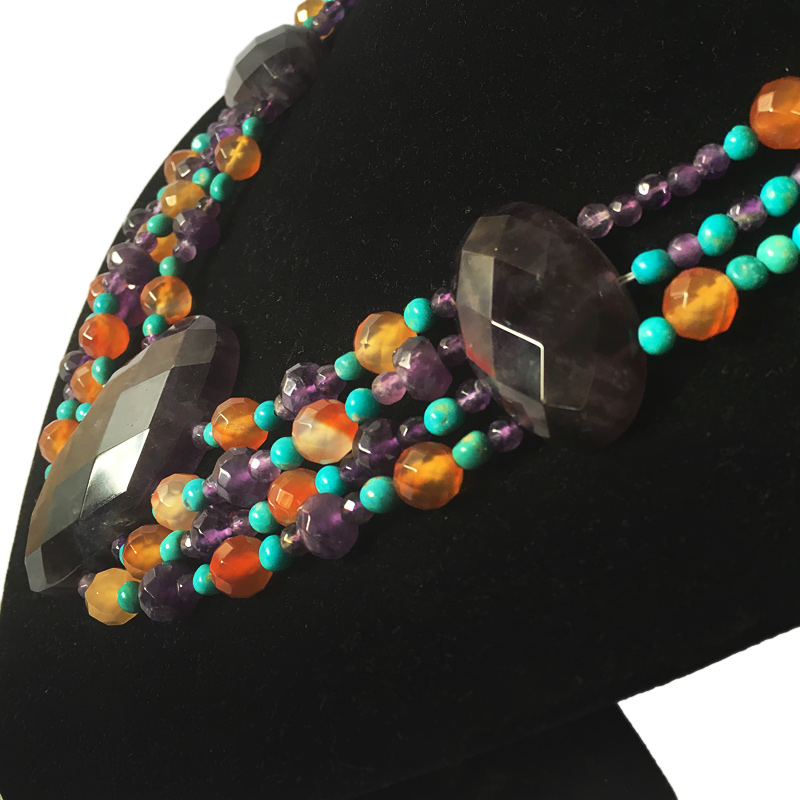 Multi gemstones necklace(amethyst,agate,turquoise,etc)