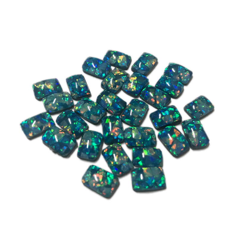 Artifical blue opal,lab created synthetic opal rectangle cabochon 9x11