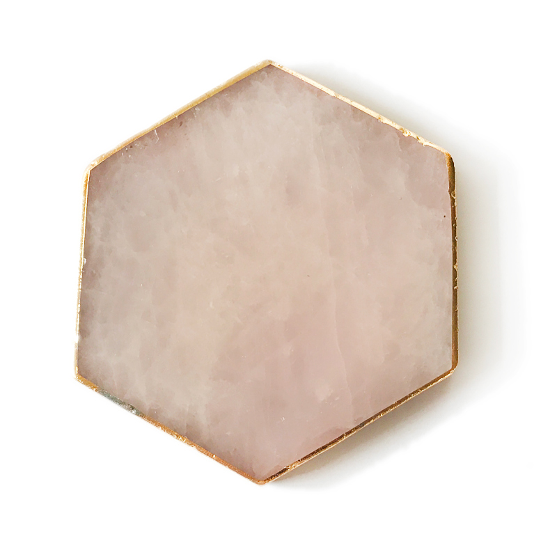 Rose quartz coasters hexagon coaster,wedding keepsake,wedding table numbers