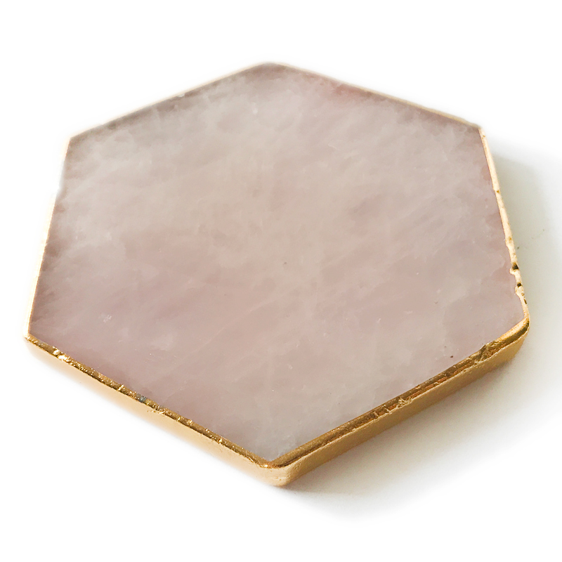 Rose quartz coasters hexagon coaster,wedding keepsake,wedding table numbers