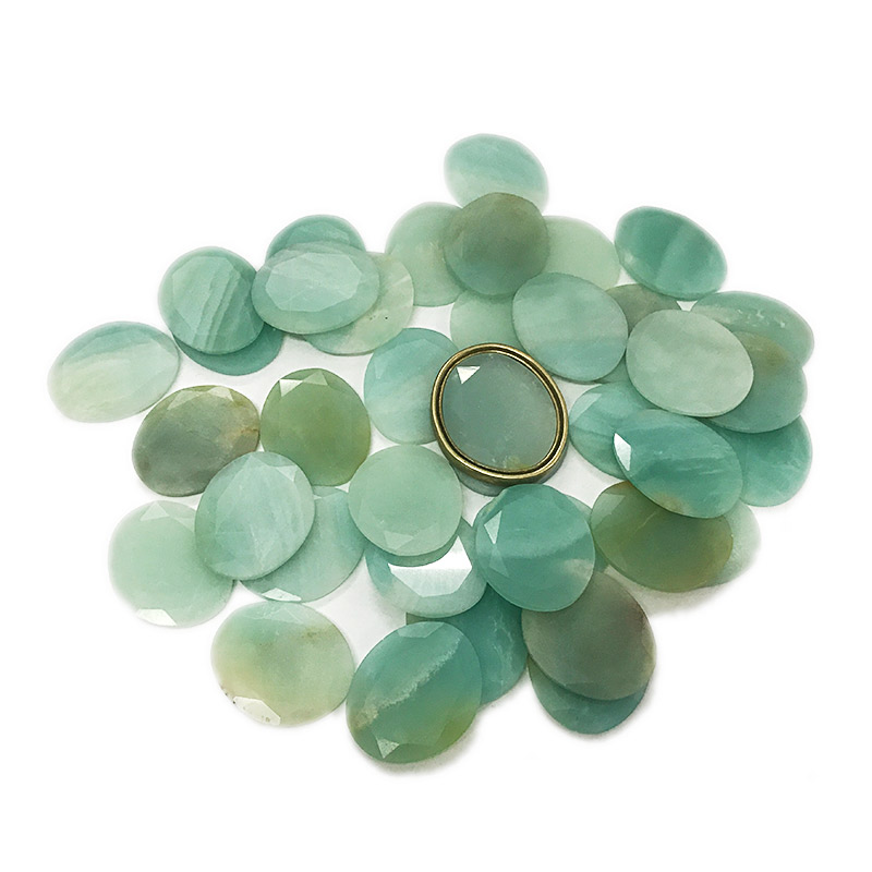 Faceted amazonite stones discs