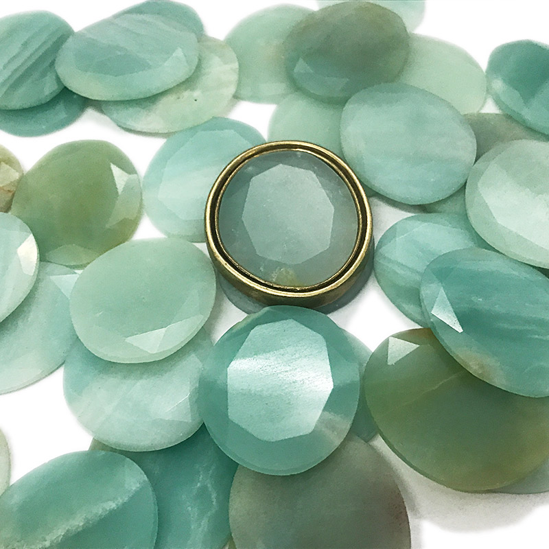 Faceted amazonite stones discs