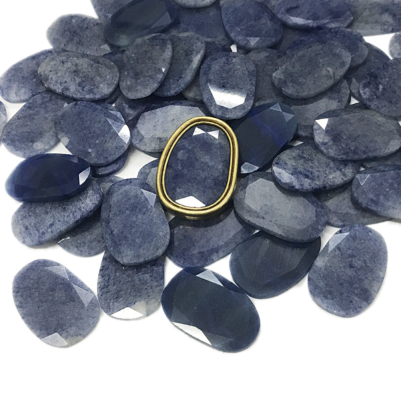 Blue aventurine faceted gemstone flat discs