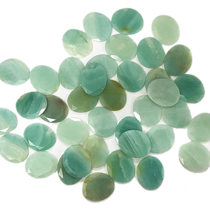 Faceted amazonite stones discs