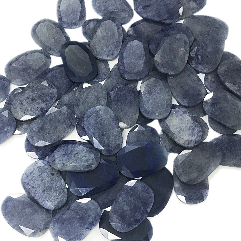 Blue aventurine faceted gemstone flat discs