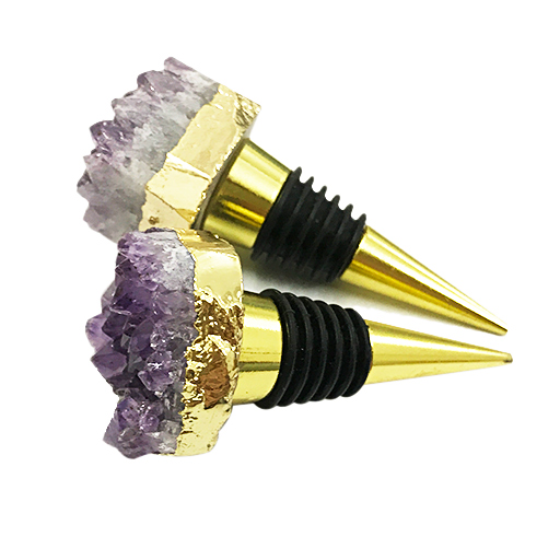 Amethyst druzy stone wine stoppers