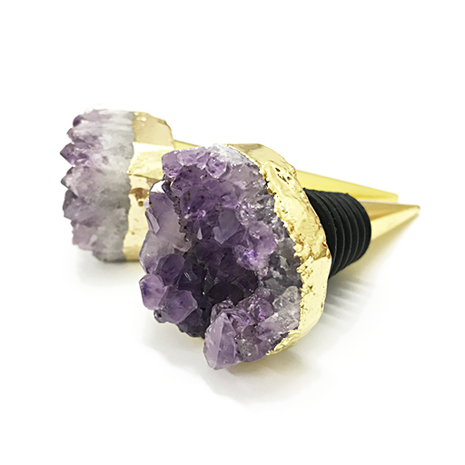 Amethyst druzy stone wine stoppers