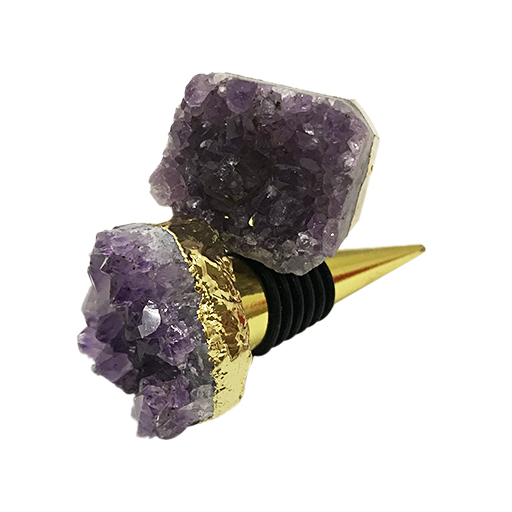 Amethyst druzy stone wine stoppers