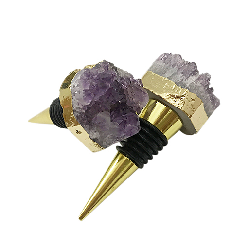 Amethyst druzy stone wine stoppers