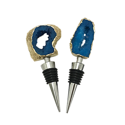 Dyed blue crystal stone wine stoppers