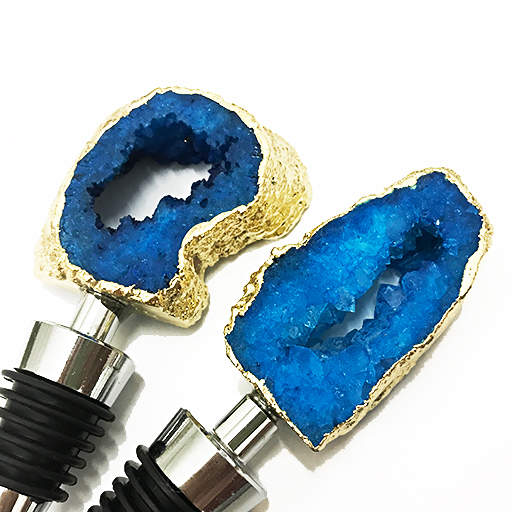 Dyed blue crystal stone wine stoppers