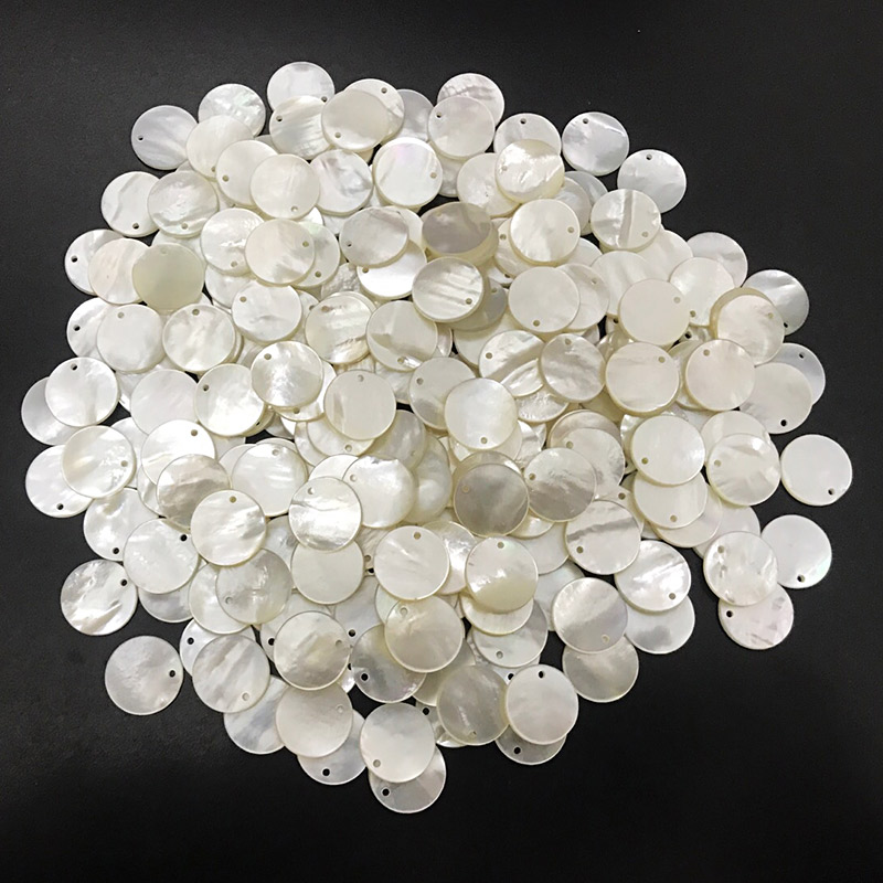 White mother of pearl flat round discs