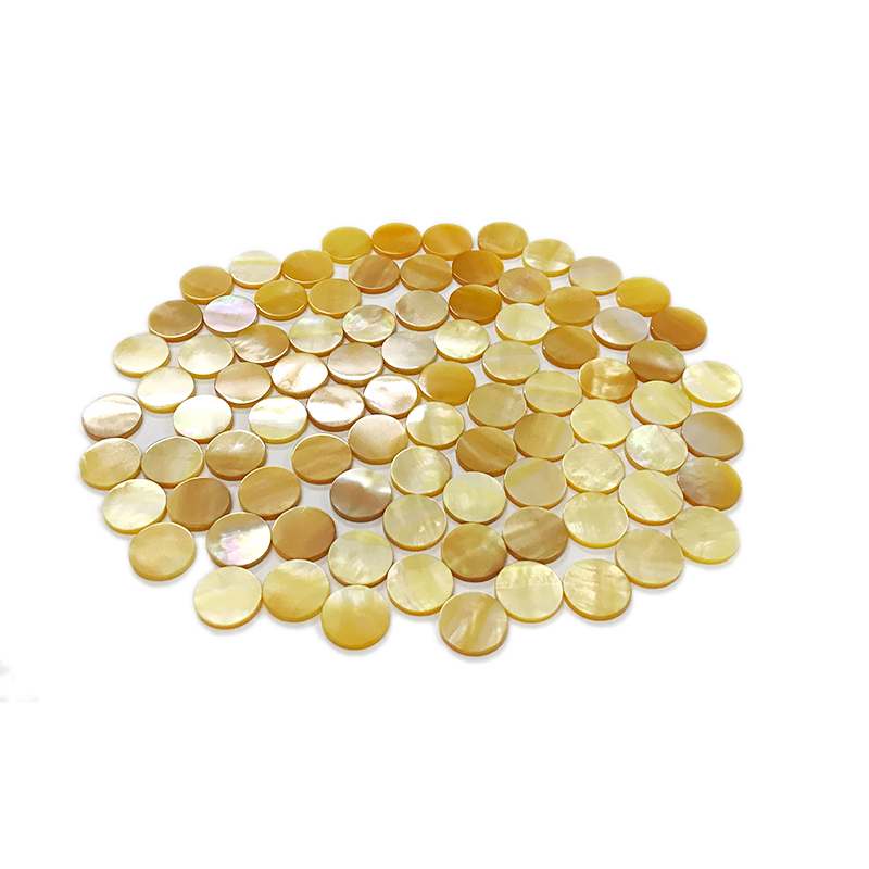 Yellow mother of pearl flat discs