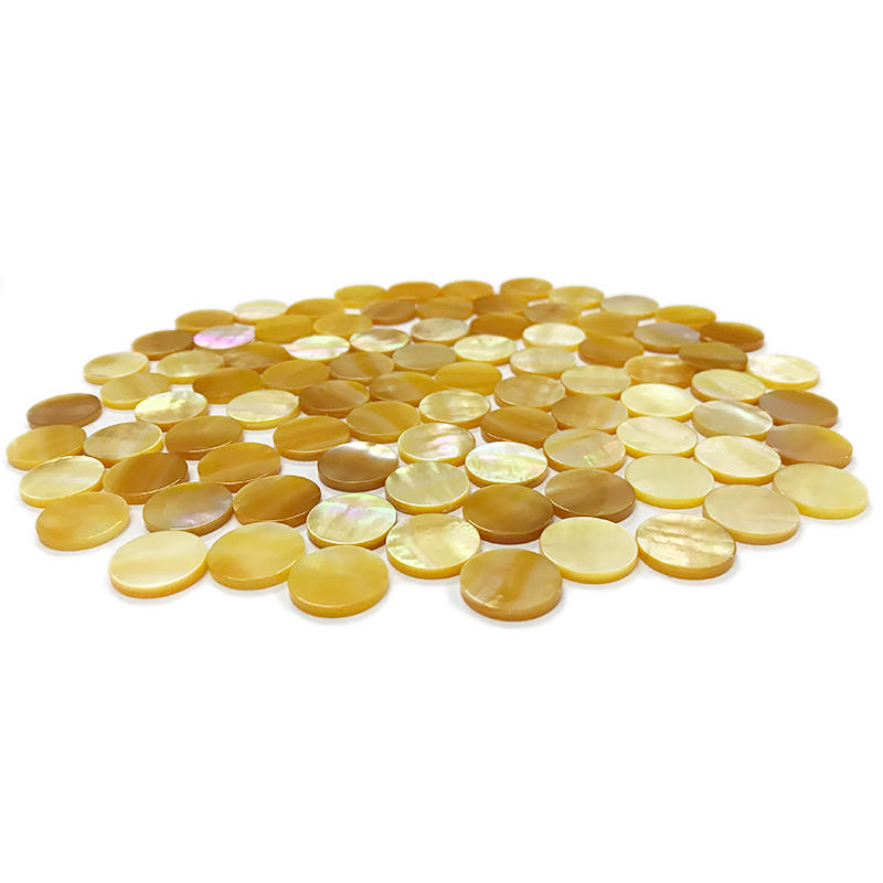 Yellow mother of pearl flat discs